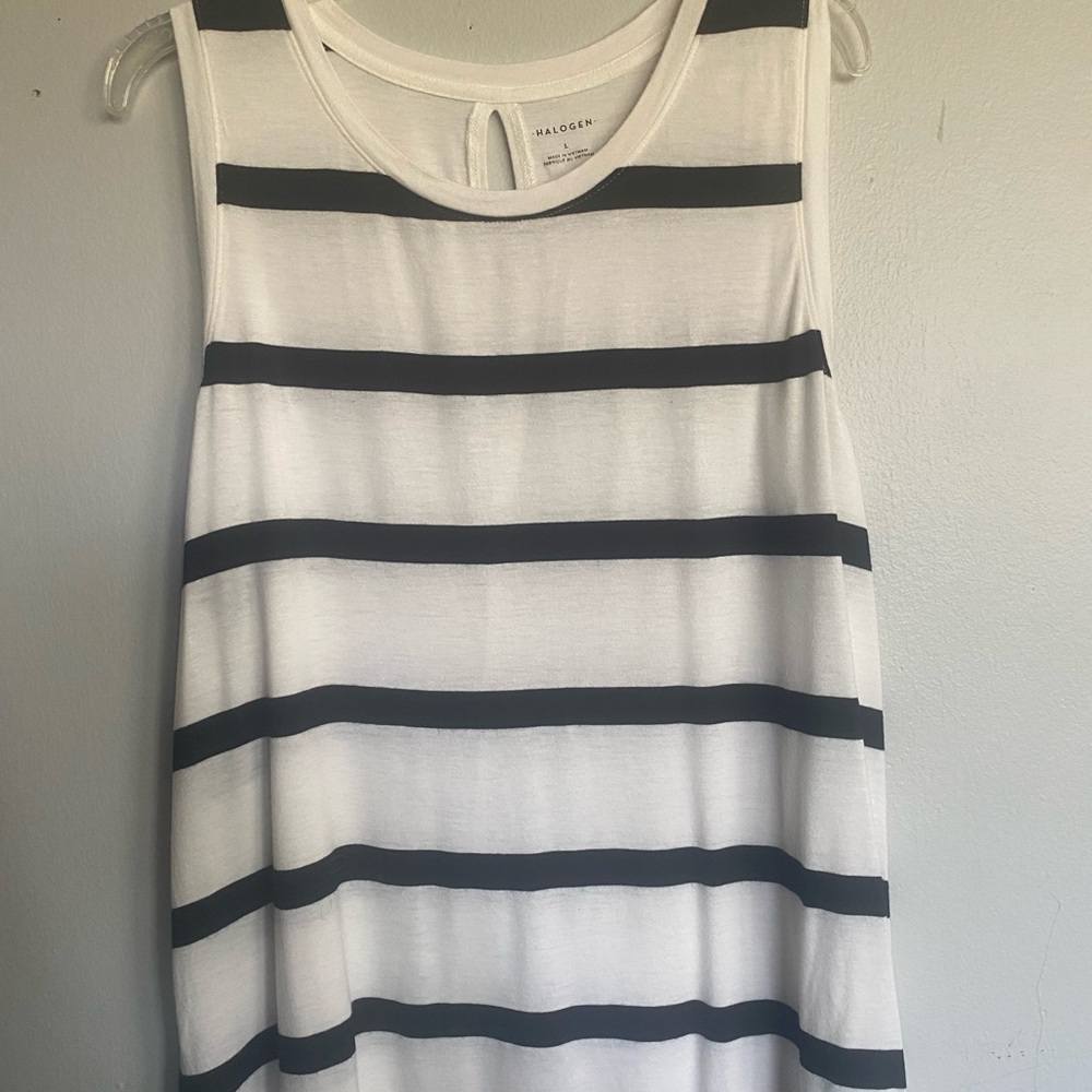 Halogen Women's Black and White Striped Top